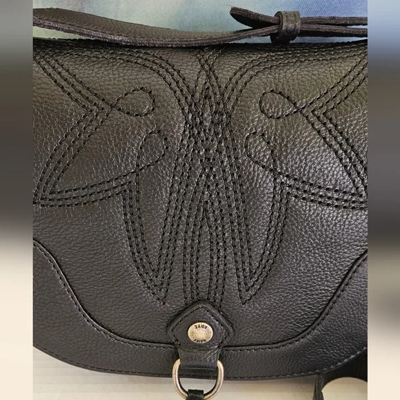 FRYE Black Pebble Saddle Crossbody Bag NWT - Picture 3 of 16